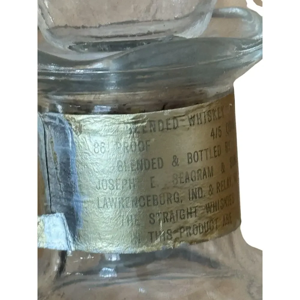 1960s MCM Seagram’s 7 Crown Whiskey Decanter Diamond Pattern Glass w/ Stopper
